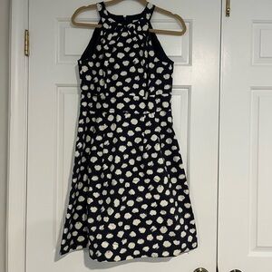 Elegant Navy and White Polka Dot Dress